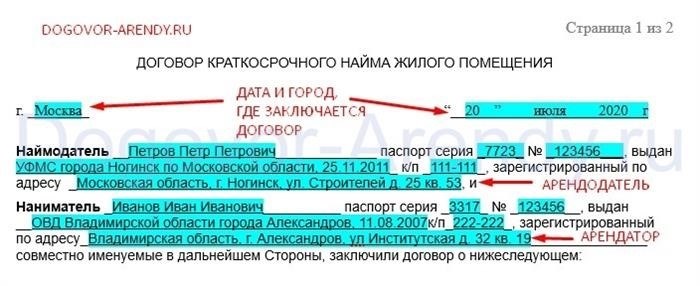 Как составить договор посуточной аренды