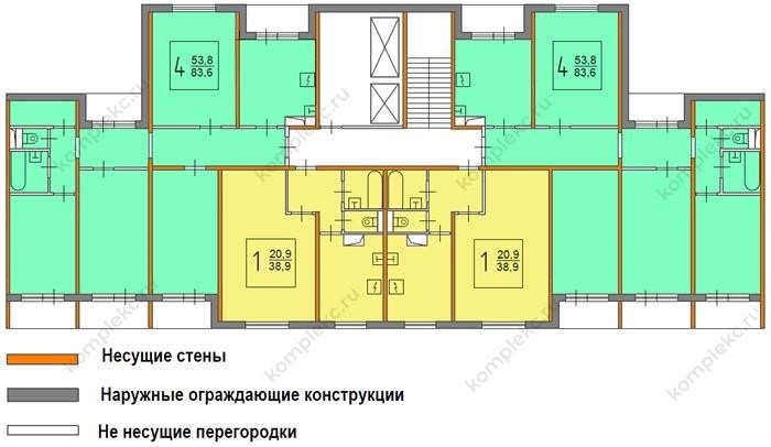 Планировки П 55 с линейными размерами